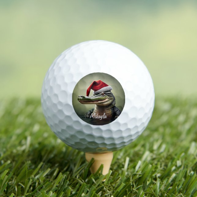 Balles De Golf Alligator amusant à Santa Hat (T-shirt Insitu)