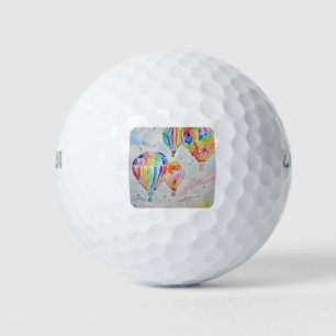 Balles De Golf Ambiance colorée avec ballon à air chaud Aquarelle