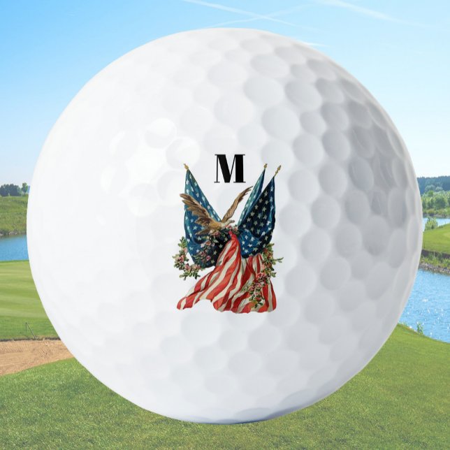 Balles De Golf America flag and eagle patriotic custom monogram  (Créateur téléchargé)