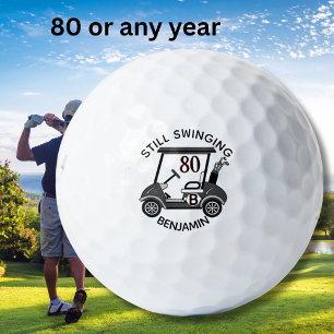 Balles De Golf Amusant 80E Anniversaire Fête Personnalisé Panier