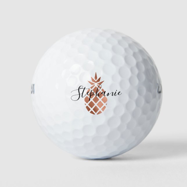 Balles De Golf Ananas Faux Rose d'or personnalisé (Devant)