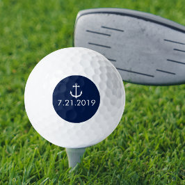 Balles De Golf Ancre blanche nautique Votre texte/date Personnali