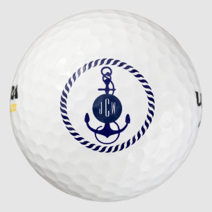 Balles De Golf Ancre de bateau nautique bleu marine monographie