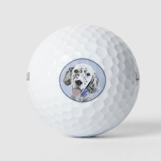 Balles De Golf Anglais Setter Blue Belton Peinture Chien Art (Devant)