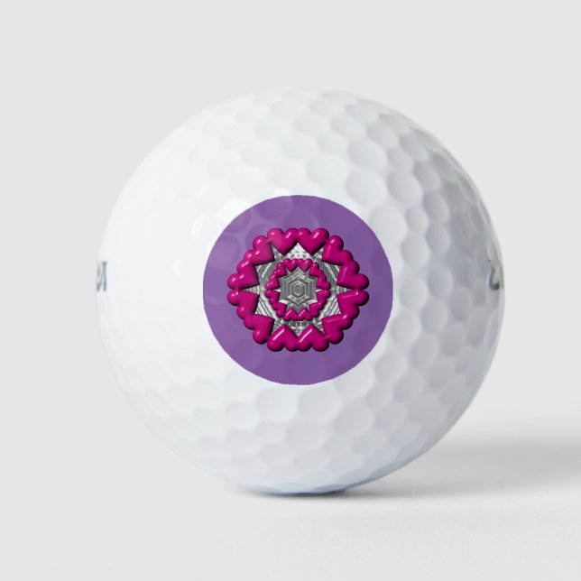 Balles De Golf Anneau des Coeurs Valentine (Devant)
