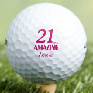 Balles De Golf Anniversaire 21 ans Élégant 21 et Rose Incroyable
