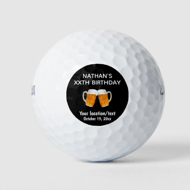 Balles De Golf Anniversaire Golfer Age Bière Bravo (Devant)