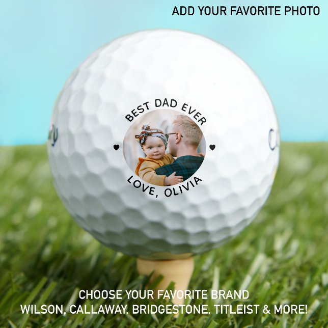 Balles De Golf Appel photo personnalisé du meilleur papa jamais p (Créateur téléchargé)