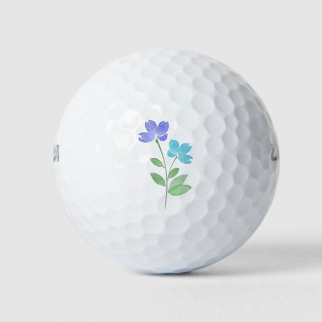 Balles De Golf Aqua Periwinkle Aquarelle tiges (Devant)