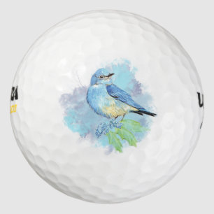 Balles De Golf Aquarelle Bluebird Garden Oiseau Art