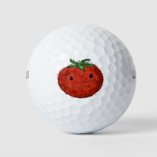 Balles De Golf Aquarelle de tomate mignonne (Devant)