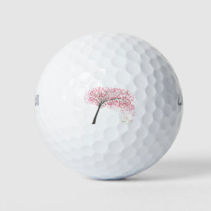 Balles De Golf Aquarelle des cerisiers fleuris