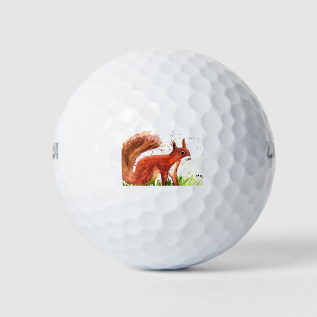 Balles De Golf Aquarelle écureuil bois animaux forêt rustique (Devant)