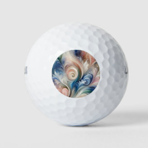 Balles De Golf Aquarelle Imaginaire Floral Pastel Bleu & Crème