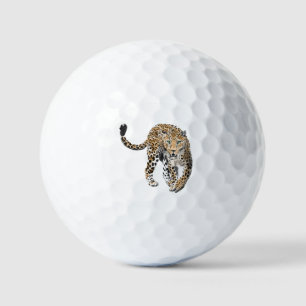 Balles De Golf aquarelle léopard jungle chat animal peint vert