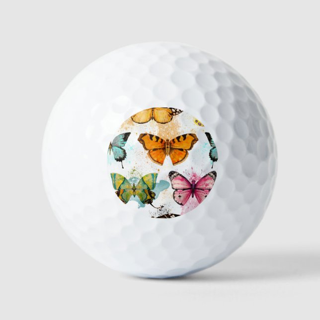 Balles De Golf Aquarelle Papillon Motif sans couture (Recto)