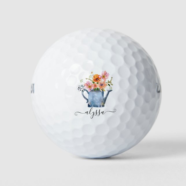 Balles De Golf Aquarelle peinte à la main Floral (Devant)