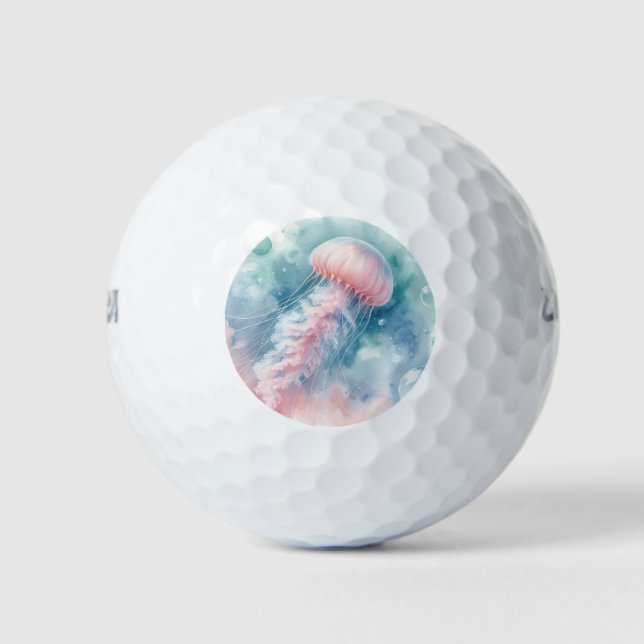 Balles De Golf Aquarelle rose délicate méduse (Devant)