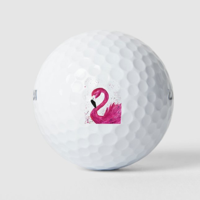 Balles De Golf Aquarelle rose flamand rose girly chic tropical (Devant)