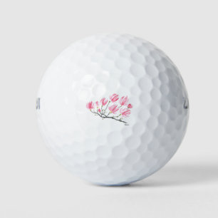 Balles De Golf Aquarelle rose Magnolia Nature Botanique Floral