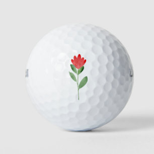 Balles De Golf Aquarelle rouge Fleur Abstraite