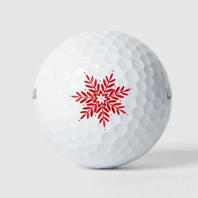 Balles De Golf Aquarelle rouge Flocon de neige Abstrait (Devant)