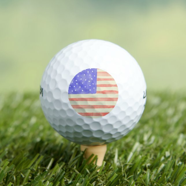Balles De Golf Aquarelle rustique USA drapeau américain (T-shirt Insitu)