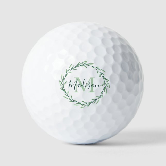 Balles De Golf Aquarelle verte Feuilles Wreath Golf Balls (Recto)
