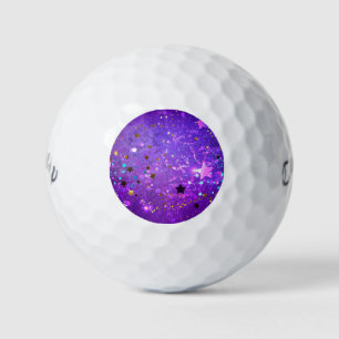 Balles De Golf Arrière - plan de feuille violet avec étoiles