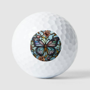 Balles De Golf Art du vitrail vintage papillon bleu