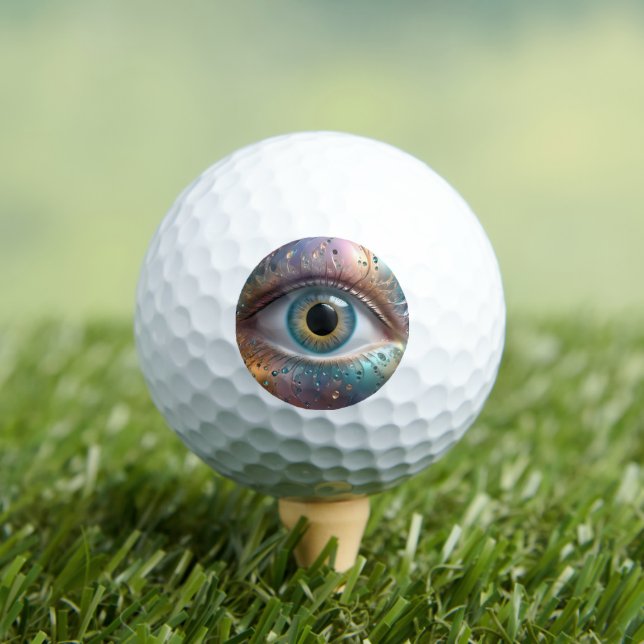 Balles De Golf Art Fractal Blue Eyeball, (T-shirt Insitu)