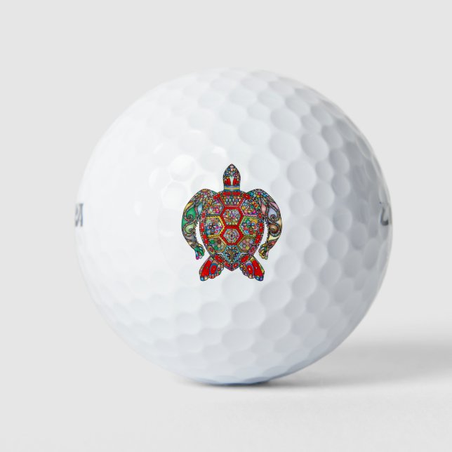 Balles De Golf Art psychédélique de la tortue de mer (Devant)