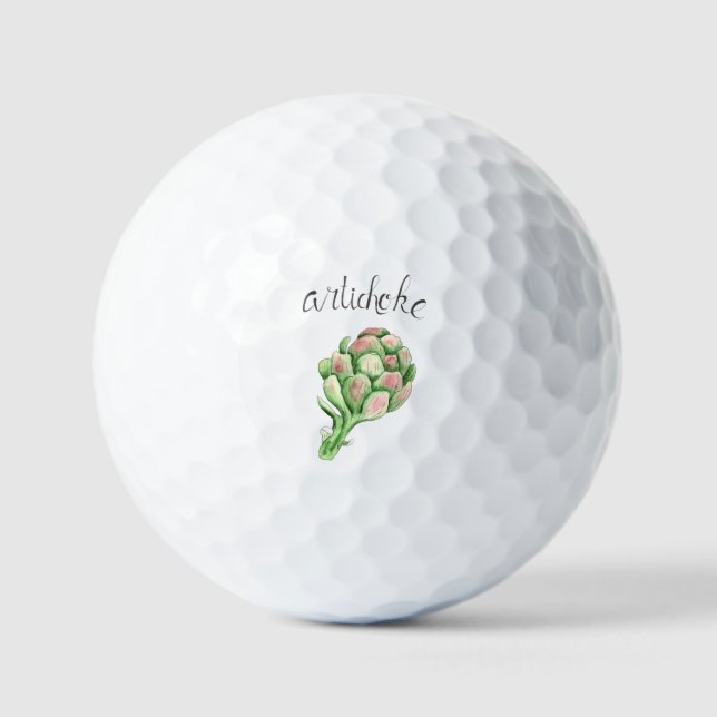 Balles De Golf Artichauts Jardin végétal Aquarelle (Recto)