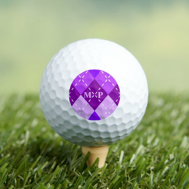 Balles De Golf Arygle pourpre avec pointillage blanc (T-shirt Insitu)