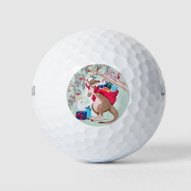 Balles De Golf Australie Noël Kangaroo Rouge Vert bleu (Devant)
