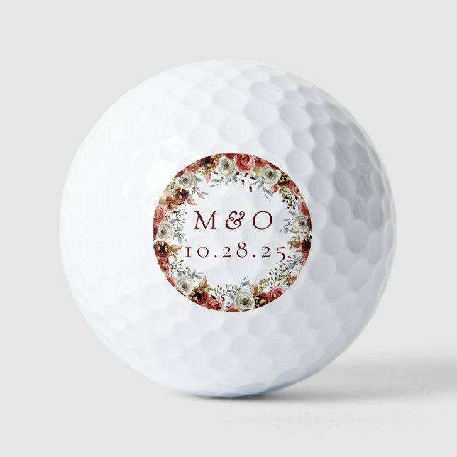 Balles De Golf Automne Mix Aquarelle Floral Wedding Faveurs (Recto)