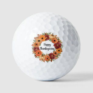 Balles De Golf Automne Thanksgiving Citrouille et fleurs