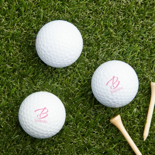 Balles De Golf B Monogramme rose personnalisé (Herbe in situ)