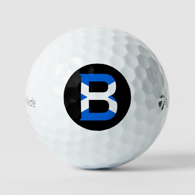 Balles De Golf B Monogramme superposé sur le drapeau écossais tmt (Recto)