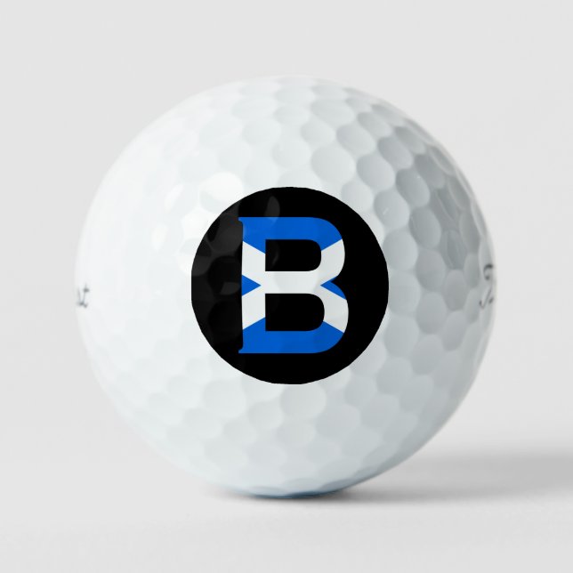 Balles De Golf B Monogramme superposé sur le drapeau écossais tpv (Recto)