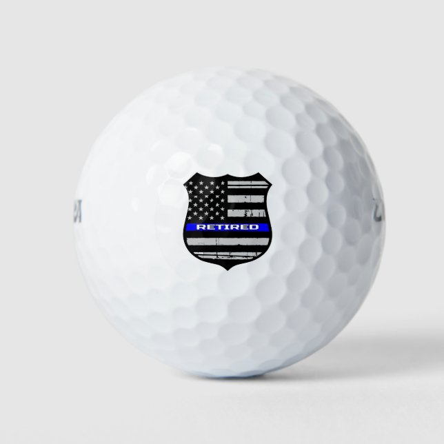 Balles De Golf Badge de police Ligne bleue Retraité (Devant)