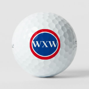 Balles De Golf Bal de golf de Monogramme blanc rouge