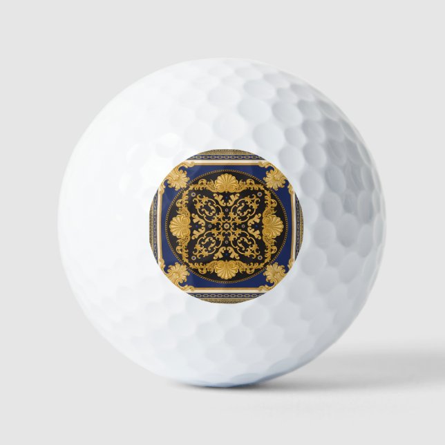 Balles De Golf Bandana Print : Black Blue Gold. (Recto)