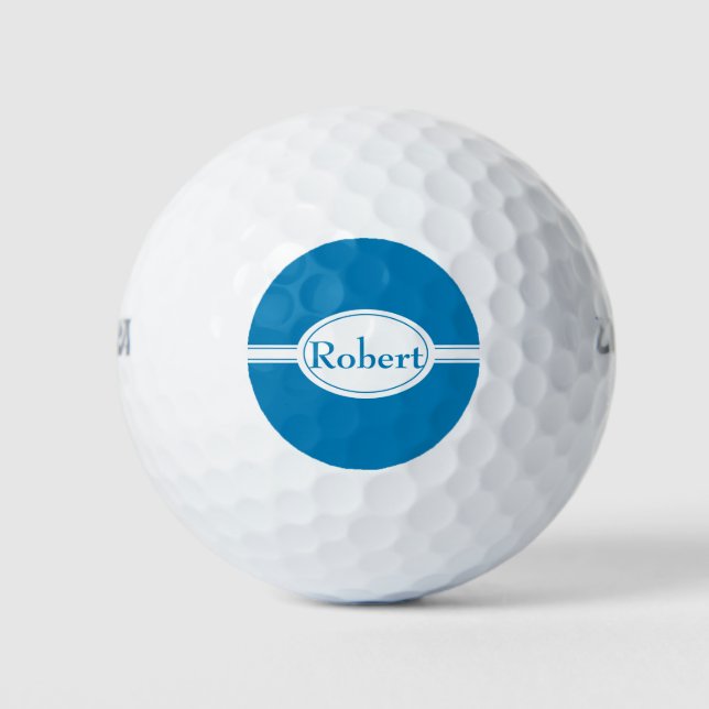 Balles De Golf Bande blanche et nom bleu ovale (Devant)