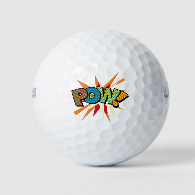 Balles De Golf Bande dessinée rétro amusante moderne POW (Devant)