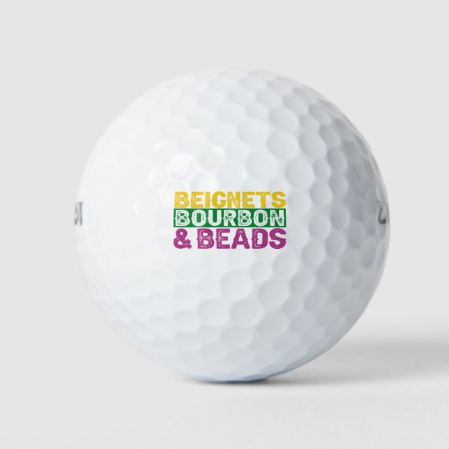 Balles De Golf Beads Beignets et Bourbon Funny Mardi Gras Cadeau (Devant)