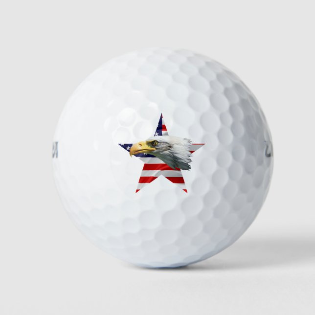 Balles De Golf Beau Aigle, Drapeau Américain, Patriotique (Devant)