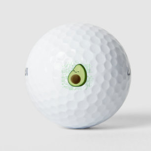 Balles De Golf Beau Dessin Avocado Sur Un Arrière - plan Distress