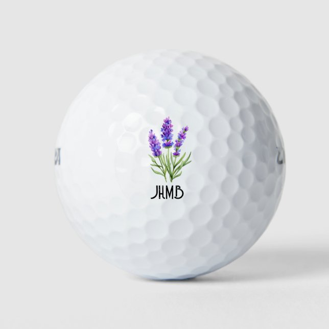 Balles De Golf Beautiful Lavender Garden Flower Monogram Art (Devant)