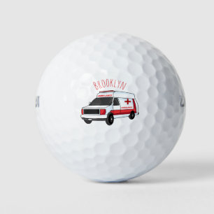 Balles De Golf Belle ambulance rouge caricature van
